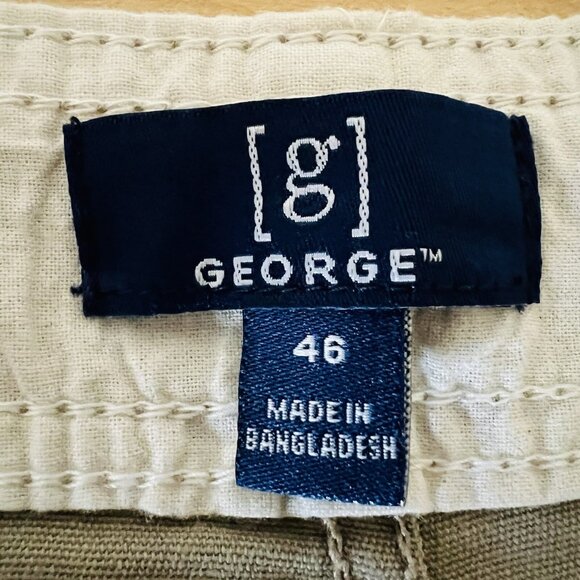 George Men's Cargo Shorts At the Knee Size 46 Flat Front Inseam 9.5" Tan Stretch - Picture 5 of 11